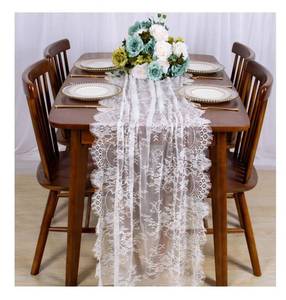 lot 4701 image: ShinyBeauty 30x120 Inch White Lace Table Runner - Rustic Boho Party Table Linen for Wedding, Christmas, and Special Events