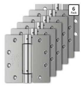 lot 4705 image: 6 Pack Self Closing Door Hinges, 4.5 x 4.5 Spring Loaded Hinges with Square Corners