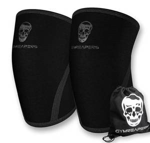 lot 4710 image: Gymreapers Knee Sleeves (1 Pair)  - IPF Approved - Support Compression Brace for Squats, Fitness, Weightlifting, Cross Training, Powerlifting - 7MM Neoprene Sleeves - For Men & Women (BlackBlack, Large)