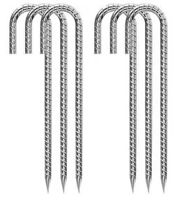 lot 4715 image: Ground-Stakes-Heavy-Duty-12 inch, J-Hook Rebar Stakes Galvanized Anti-Rust 6pcs Garden Stakes