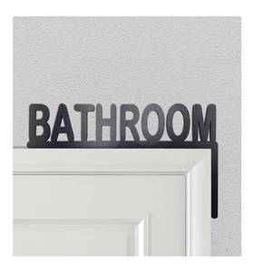 lot 4716 image: Wooden Bathroom Door Topper Black Bathroom Sign for Home Bathroom Restroom
