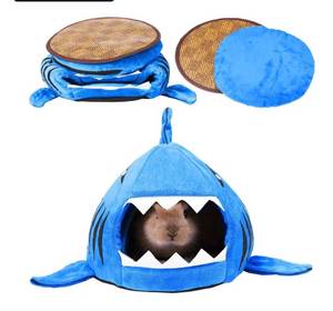 lot 4726 image: Jetec Shark Guinea Pig Bed Hideout Guinea Pig Animals Bed House Warm Small Hamster Nest
