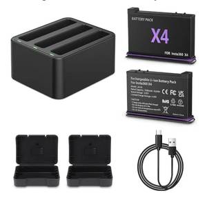 lot 4728 image: 2 Packs 2500mAh Replacement Batteries Compatible with Insta 360 x4 Camera & 3 Channel Fast Charger Hub for Insta360 x4 Battery