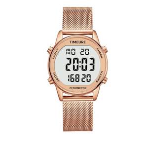 lot 4730 image: Womens Step Counter Pedometer Watch with Stainless Steel Bracelet, Stylish Design, No App, No Charging Needed for Step, Calorie, Distance, Alarm, Countdown Timer TU-2401