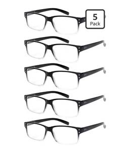 lot 4737 image: Reading Glasses 5 Pairs Quality Readers Spring Hinge Glasses for Reading for Men and Women (5pcs - BlackClear, 2.50)