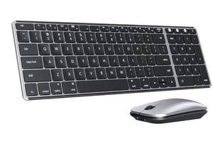 lot 4738 image: seenda Bluetooth Keyboard and Mouse Combo for Mac, SKM64-2 Rechargeable Silent Wireless Keyboard Mouse Compact Slim, 3 Multi-Device Connection, Compatible for Mac MacBook ProAir iPad, Black Silver