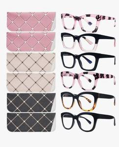 lot 4757 image: SIGVAN 6 Pack Reading Glasses Blue Light Blocking Square Computer Spring Hinge Readers for Women 2.25