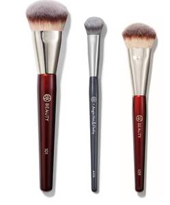lot 4763 image: BK Beauty Brushes Set - A506, 109 & 101 Concealer, Contoured Foundation, and Mini Foundation Brushes