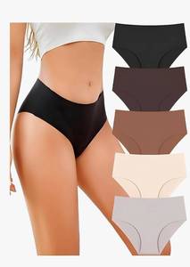 lot 4775 image: UNDER THE SEA Seamless Underwear for Women Plus Size Mid Rise Lingerie Brief Sexy No Show Panties Womens Cheeky 5 Pack (L))