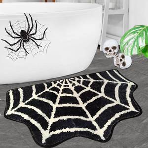 lot 4801 image: Spider Web Bath Mat Rug,31x20 Inch Halloween Bathing Mat Non-Slip Rugs,Spiderweb Gothic Area Carpet,Goth Rug for Front Door,Kitchen,Living Room,Bedroom,Machine Washable