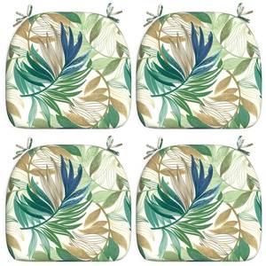 lot 4811 image: LVTXIII Outdoor Chair Cushions Set of 4, Patio Seat Cushions D16xW17 with Ties, Water Repellent Chair Pads for Patio Furniture Garden Use, Lush Leaf Green