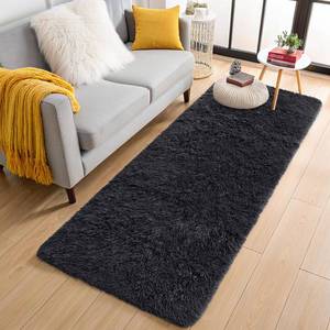 lot 4816 image: OLANLY 2x8 Machine Washable Runner Rugs for Hallway, Soft Fluffy Shaggy Bedside Rugs for Bedroom, Living Room, Indoor Floor Carpet for Kids Girls and Boys, Nursery Rooms, Home Decor Aesthetic, Black