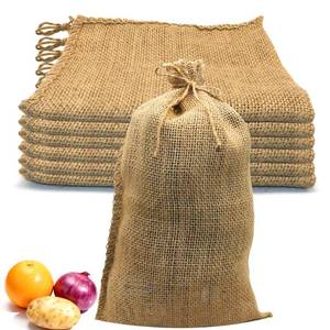 lot 4818 image: Burlap Sacks, 11 x 18 Burlap Bags for Plants High Density Natural Jute Bags for Potatoes Plant Grow Bags with Drawstring Rope