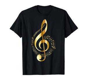 lot 4821 image: GOLD TREBLE CLEF, MUSIC NOTE T-Shirt medium red