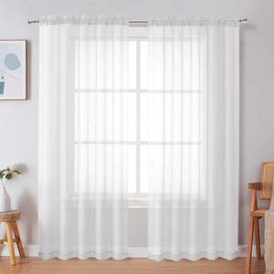 lot 4826 image: Simplebrand White Sheer Curtains, 72 Length, 2 Panels Set - Light Filtering, Rod Pocket Window Curtains for Bedroom (White, 59 W x 72 L)