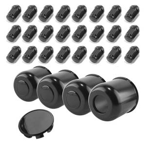 lot 1326 image: HowioZil 4Pcs 4.25in Wheel Center Caps Push Through with 24 Lug Nuts Sets - Stainless Steel Trailer Hub Cap and 12-20 Lug Nuts for Truck SUV RV Wheel Rim, Matt Black