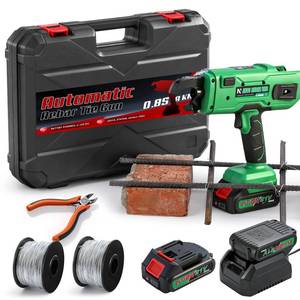 lot 1366 image: NEWTRY Cordless Rebar Tying Gun with 2x2000mAh Batteries, Automatic Rebar Tier Tool for 0.3 to 1.33 (7-34mm) Steel Rebar, Portable Electric Rebar Tie Tool