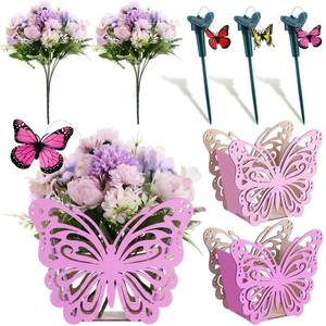 lot 1374 image: Kittmip 4 Set 16pcs Spring Solar Powered Flying Butterfly Centerpieces Fluttering Solar Butterfly Stakes Moving Tea Party Decorations Artificial Peonies Flower with Boxes for Wedding(Openwork)