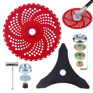 lot 1386 image: 9 Inch 36T Carbide Tipped Brush Cutter Blade & 10 Inch 3T Heavy-Duty Weed Eater Blades with Universal Adapter Kit �� Compatible with Weed Eater, Lawn Trimmers & Brush Cutters