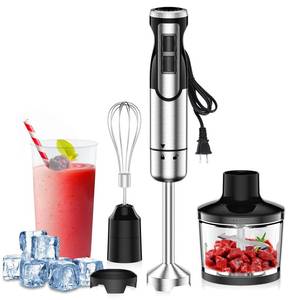 lot 1398 image: Colarlemo 1800W Immersion Blender Handheld 4-in-1 Hand Blender Stick for Ice Crushing Smoothie, Baby Food, Soup, 8 Speed Hand Mixer Turbo Boost Stainless Steel Blade with Whisk, Chopper, Beaker