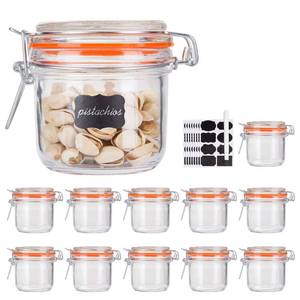 lot 1402 image: Encheng Glass Jars With Airtight Lids, 6 oz Mason Jars,Glass Jar With Leak Proof Rubber Gasket 200ml,Storage Jar With Hinged Lid for Home and Kitchen,GlassStorage Containers With Lids 12 Pack