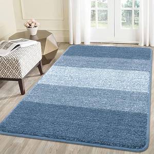 lot 1404 image: Kitinjoy Indoor Outdoor Door Mat, 59x36 Non-Slip Absorbent Dirt Trapper, Low-Profile Washable Inside Entrance Front Floor Mat, Sturdy Soft Entry Doormats for Entryway, Light Blue