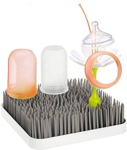 lot 1414 image: Boon Grass Plastic Drying Rack - Modern Countertop Baby Bottle Organizer - 9.75 x 9.88 x 3.0 inches - Gray
