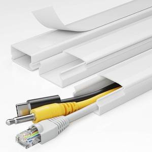 lot 2087 image: Yecaye Cord Hider, 42In Cord Covers for Wall Mounted TV, White Cable Management Kit, Wire Hiders and Concealer for Cords on Wall, W0.98in H0.51in, White