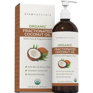 lot 2088 image: Viva Naturals Organic Fractionated Coconut Oil, 16 fl oz �� Skin & Hair Moisturizer, Massage Oil, Carrier Oil for Essential Oils