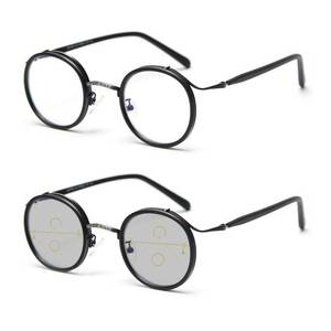 lot 2090 image: COTIA Reading Glasses Transition Photochromic Progressive Multifocus Reader for MenWomen Classic Round Eyewear (black, 2.5, multiplier_x)