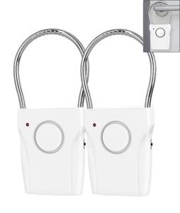 lot 2103 image: Anskyloe Door Handle Alarm with Vibration Triggered 120dB Alarm Audible up to 550FT Away Hangs on Door Knob or Handle for Travelling, Hotel, Apartment, Home Security(Pack of 2)