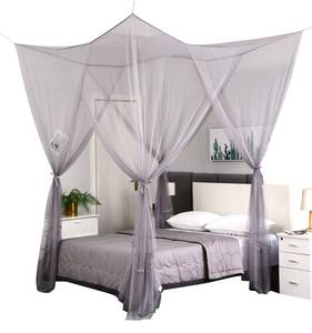 lot 2115 image: Mengersi 4 Corner Post Elegant Canopy Bed Curtains for Full Queen King Bed,Mosquito Net Suitable for Indoor Outdoor Net(Gray, L87xW79xH98 inch)