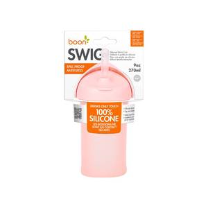 lot 2137 image: Boon Swig Toddler Silicone Straw Cup, 9 Ounces Pink