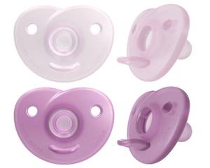 lot 2141 image: Philips Avent Soothie Heart Pacifier, PinkLight Pink, 0-3 Months, 4 Pack, SCF09942