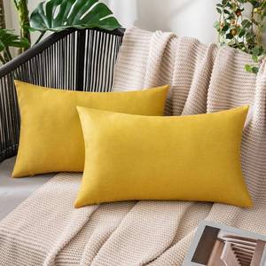 lot 2154 image: MIULEE Pack of 2 Decorative Outdoor Solid Waterproof Throw Pillow Covers Faux Linen Garden Farmhouse Cushion Cases for Summer Patio Tent Balcony Couch Sofa 20x12 Inch Yellow