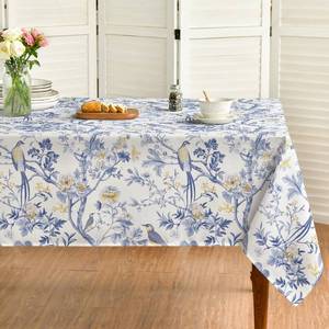 lot 2158 image: Horaldaily Chinoiserie Tablecloth 60x120 Inch Rectangular, Seasonal Modern Peacock Flower Pompon Fall Washable Seasonal Table Cover for Party Picnic Dinner Decor