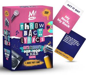 lot 2164 image: Throwback Lyrics 90s & 2000s Hip-Hop & R&B Finish The Lyrics Game & Charades  250 Cards Includes Stickers & Playlist  Adult Party Game for Galentines, Birthdays, Date Night & Gifts