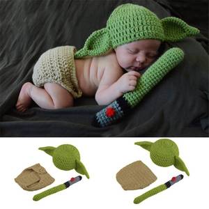 lot 2185 image: BxuanW Newborn Photography Props Outfits Boy Girl Baby Crochet Outfits Handmade Infant Photo Shoot Knitted Baby Costume Sets (Green Ears)