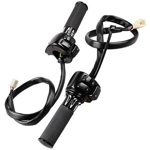 lot 2189 image: AutoXcessori 2PCS Motorcycle 1 Handlebar Control Switches with Wiring Harness  2X Rubber Hand Grips for 1996-2012 Harley Softail Dyna Sportster V-Rod 12V - Black Kit