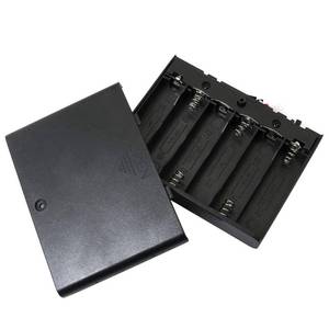 lot 2208 image: E-outstanding 9V Battery Holder 6X 1.5V AA Battery Storage Case Black Box with ONOff Switch and Wire Leads