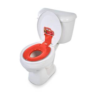 lot 2212 image: Bright Starts Disney Baby Cars Lightning McQueen Flip & Sit Potty Training Seat, Attaches to Toilet Securely, Space Saving Design Fits Most Toilets, Easy to Clean