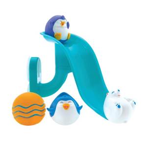 lot 2220 image: Nuby Penguin Slide Bath Toy Play Set with 4 Bath Squirters - Baby Bath Toys for Boys and Girls 12 Months - Suction Cup Toy Attaches to Shower Wall