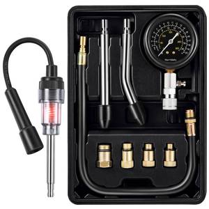 lot 3726 image: 9 Pieces Automotive Compression Tester Kit and Spark Plug Tester, Universal Car and Motorcycle Engine Testing Tools for Cylinder Pressure Gauge (Black)