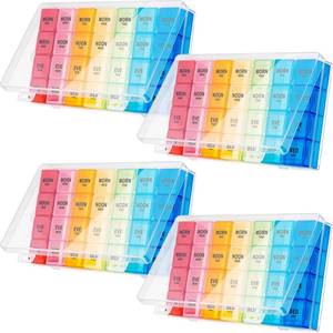 lot 3730 image: Hsei 4 Pack Pill Organizer 4 Times a Day XL Large Weekly Pill Organizer Box 7 Day Moisture Proof 4 Weeks Case for Vitamins Supplement Medication(8.2 x 4.6 x 1.2 Inch)