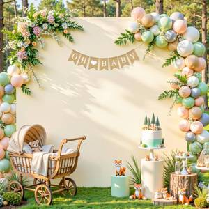 lot 3760 image: Besutolife Square Arch Backdrop Cover, 8�8 FT Spandex Arch Covers Stretchy Fitted Balloon Arch Stand Cover for Wedding, Birthday Party, Baby Shower, Photo Booth, Graduation Ceremony, Beige
