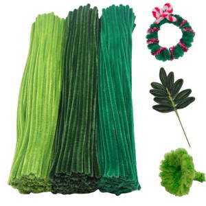 lot 4005 image: Swpohrat 300 Pieces Shades of Green Pipe Cleaner Craft Set 3 Assorted Colors,Thick Fuzzy Chenille Stem Pipe Cleaners for DIY Craft Projects Christmas Tree Decorations