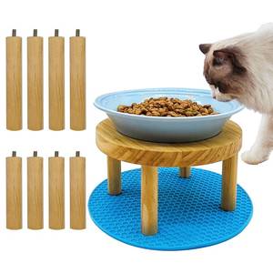 lot 4006 image: Elevated Cat Bowls Raised Ceramic Cat Dishes Adjustable Height Stand Whisker Fatigue Friendly Food Plates Feeding Station for Kittens Puppies Dog(Pink)(Blue)