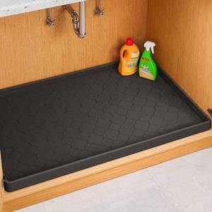 lot 4010 image: Jin&Bao Waterproof Under Sink Mat 31 x 19, Thick Silicone Mat Cabinet Protector for Kitchen and Bathroom, Shelf Liner, Home Organizer and Storage, Multipurpose Tray for Gadgets and Essentials