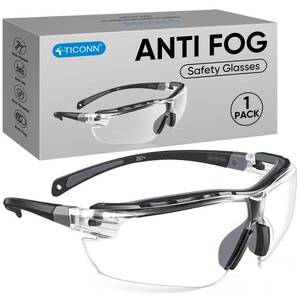 lot 4015 image: TICONN Anti-Fog Safety Glasses for Men and Women, ANSI Z87.1 Scratch Proof Eye Goggles with Adjustable Arms and UV Protection (Clear, 1PK)