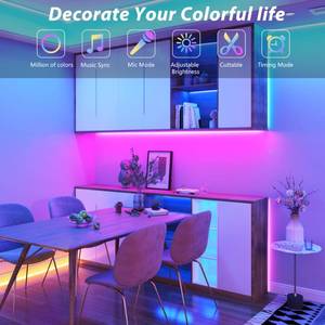 lot 4029 image: 100FT Led Lights for Bedroom, Color Changing RGB Led Strip Lights Indoor, Music Sync Led Light Strip with Remote and App Control, DIY Led lights for Room Home Decor Ambient Lighting (1100FT)